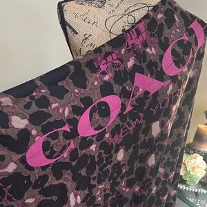 Coach Black and Purple Ocelot 53x53 Scarf NWOT